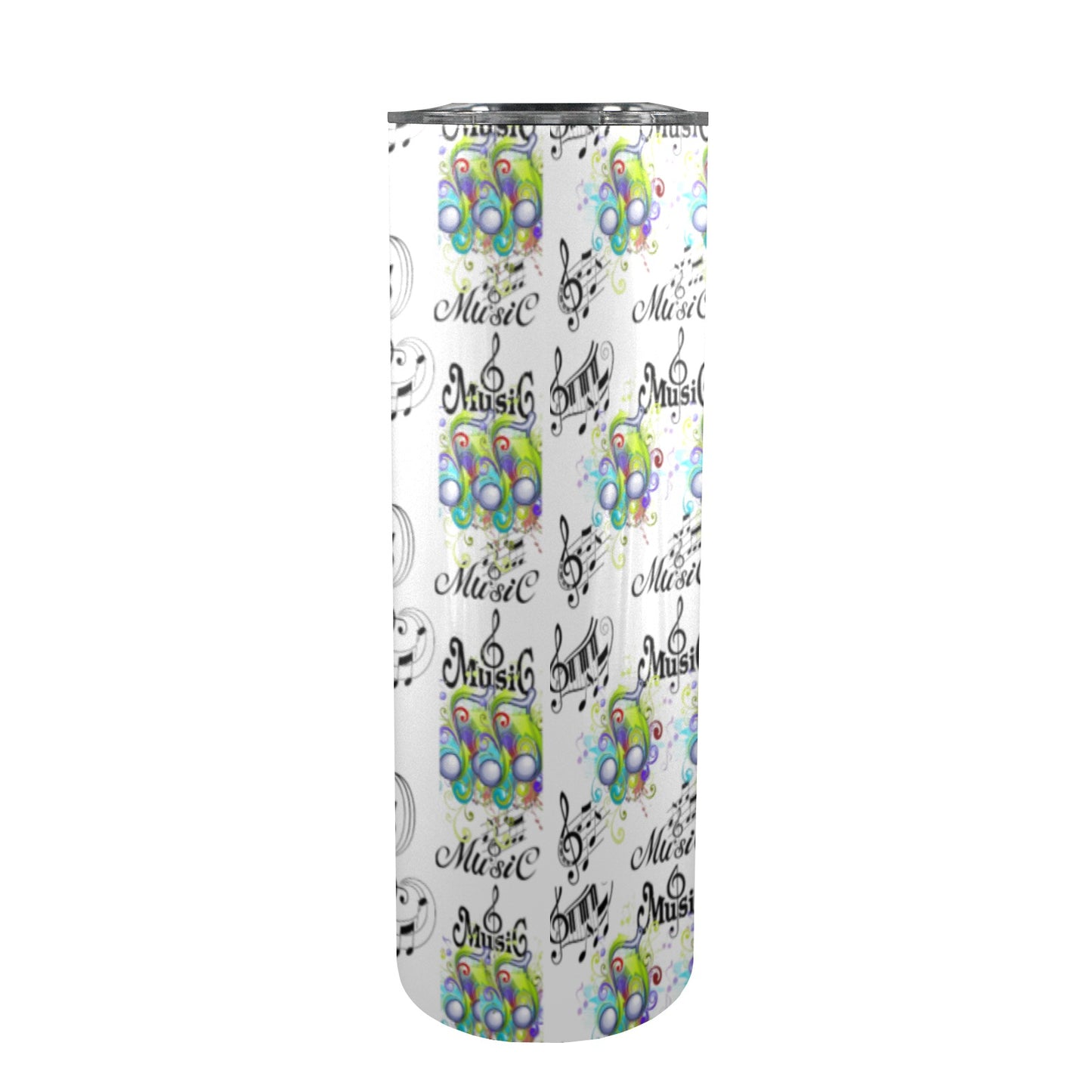 Music Note Themed 20oz Tall Skinny Tumbler with Lid and Straw