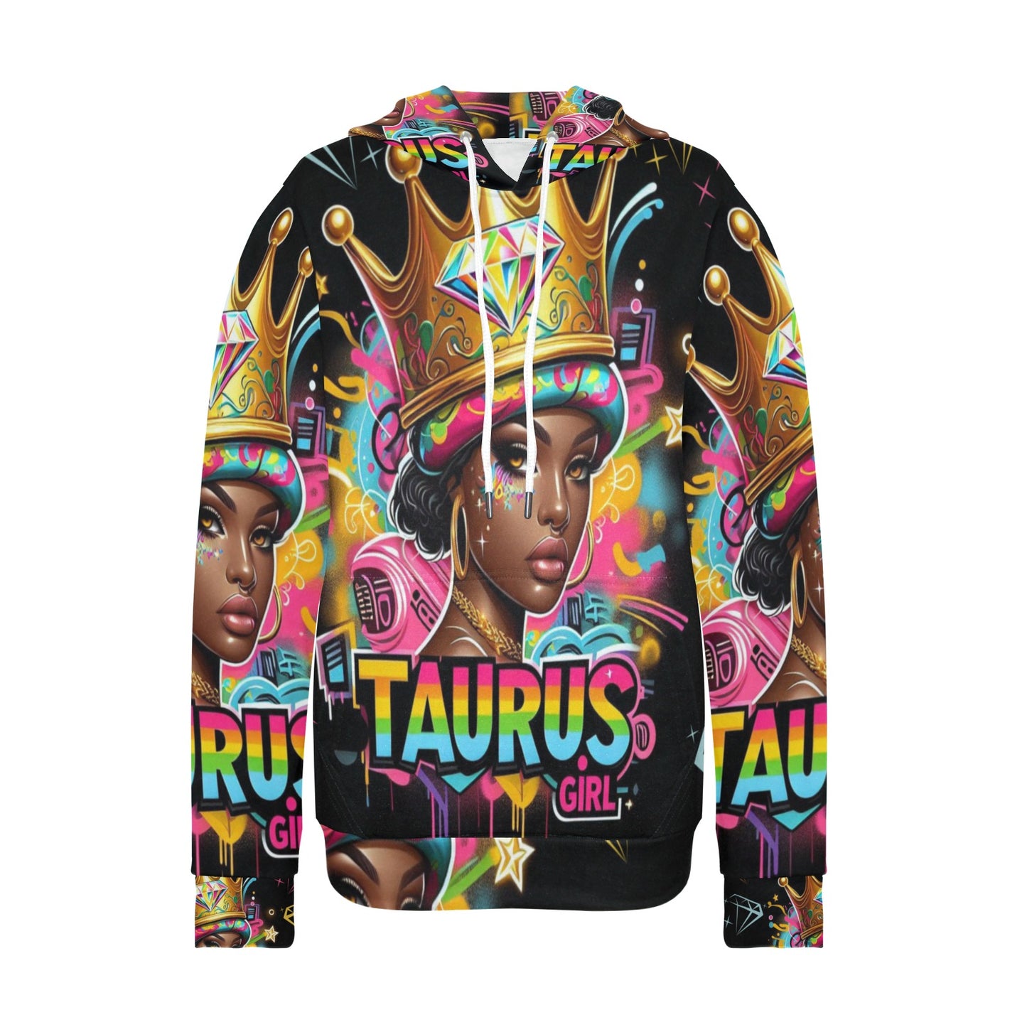 Taurus Girl Women's Long Sleeve Fleece Hoodie (Model H55)